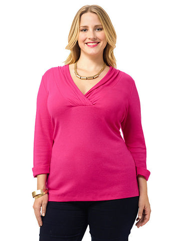 Draped V-neck Tunic In Pink
