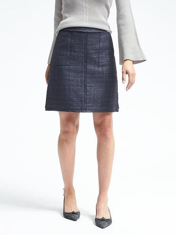 Frayed-Edge Tweed Skirt