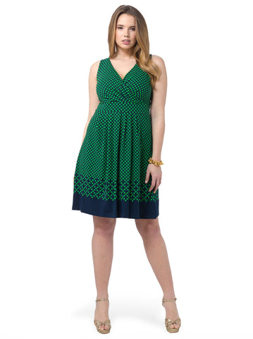 Fit & Flare Dress In Green Dots