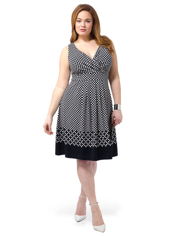 Fit & Flare Dress In White Dots