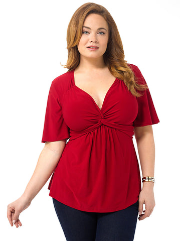 Abby Twist Front Top In Red