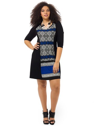 Panel Dress With Contrast Print
