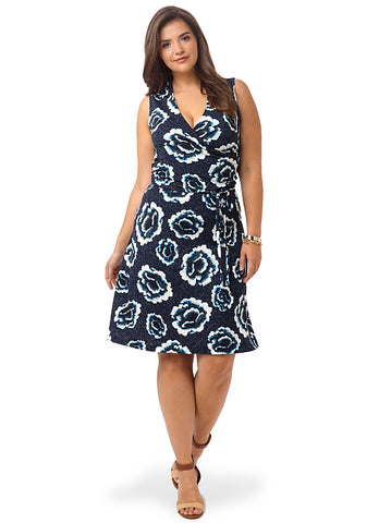 Celestial Blue Rose Surplice Dress