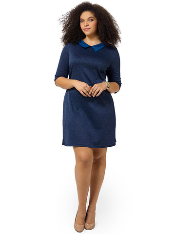 Collared Shift Dress In Navy