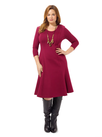 Amelia Curved Seam Fit And Flare Dress