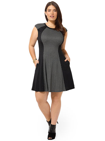 Mesh Front Dress With Contrast Panels