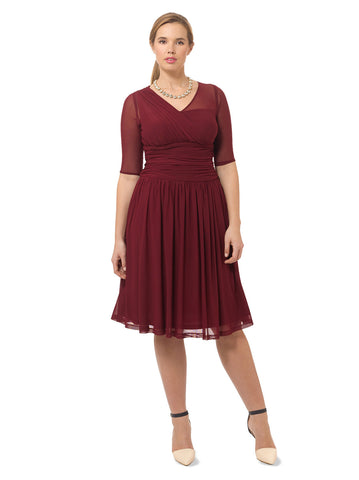 Modern Mesh Dress In Cranberry Crush