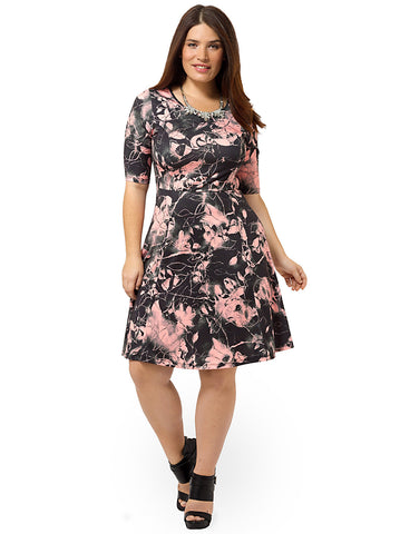 Electric Floral Fit & Flare Dress