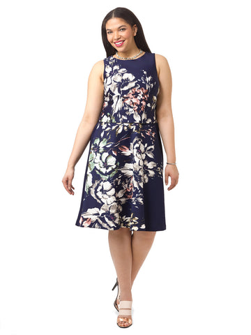 Fit & Flare Dress In Painterly Floral