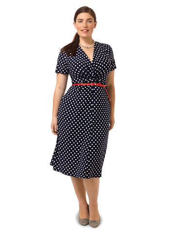 Twisted Fit & Flare Dress In Polka Dot