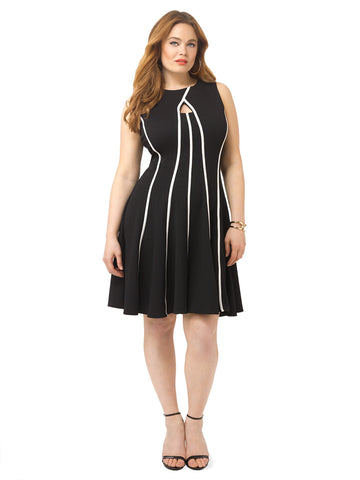 Fit & Flare Dress With White Stripes
