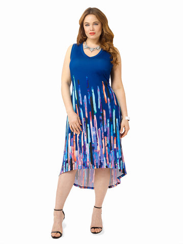 Brushstrokes Printed Hi-Lo Tank Dress