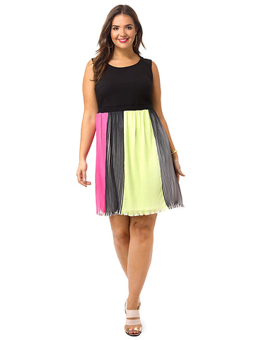 Colorblock Pleat Bottom Dress