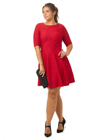 Fit & Flare Dress In Ruby Red