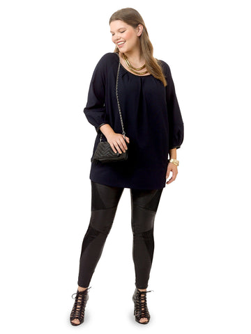 Pleat Front Tunic In Navy