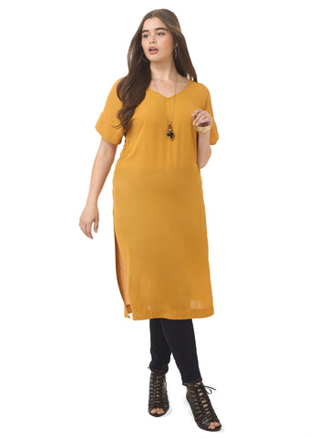 Mustard V-Neck Dress