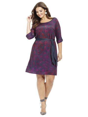 Haute Printed Belted Shift Dress