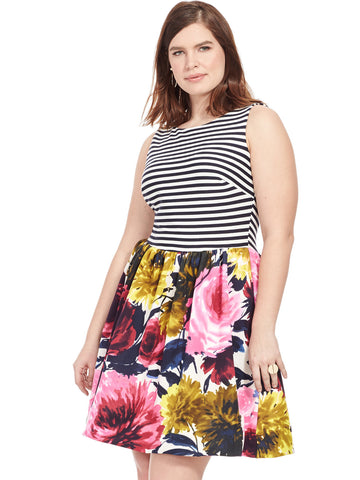 Floral Dress With Striped Top