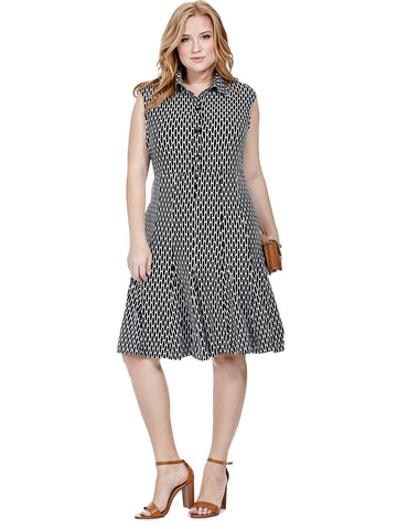 Button Front Dress In Honeycomb
