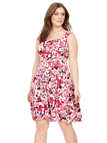 Fit & Flare Dress In Red Floral