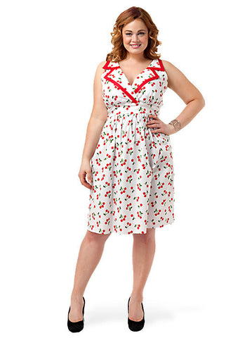Lizzie Collar Dress In Red Cherry Print