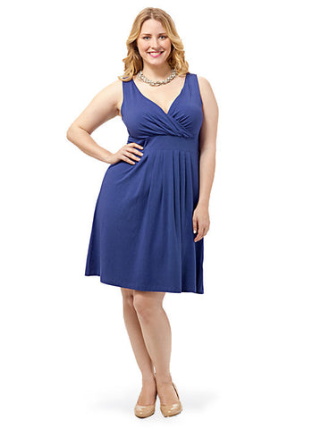 Solid Fit and Flare Dress In Navy