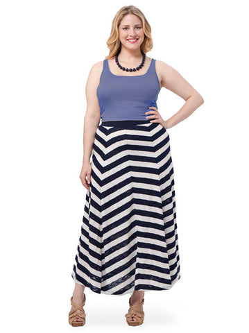 Chevron-Striped Maxi Skirt