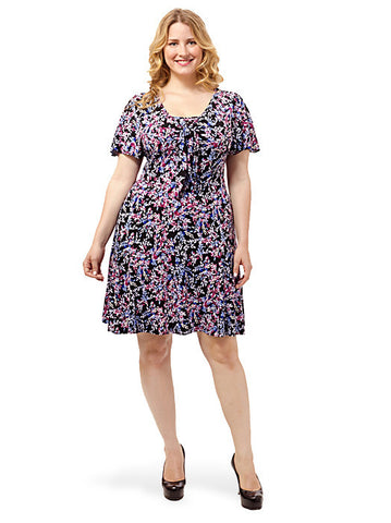 Violet Leaf Print Dress