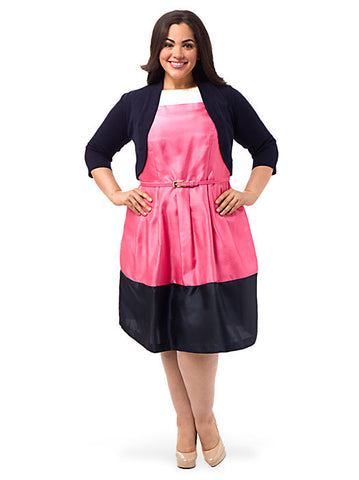 Colorblock Belted Party Dress